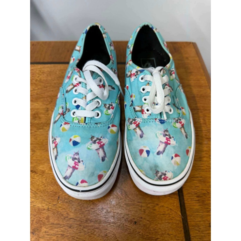 Vans Authentic Cats Beach Ball Blue Canvas Low‎ Top Sneakers Womens
